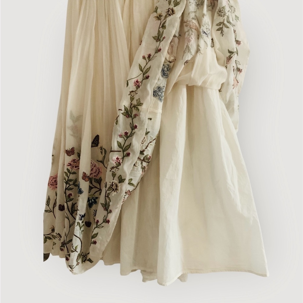 SUNDANCE RARE ROMANCE GARDEN MIDI EMBROIDERED SKIRT - Picture 4 of 6